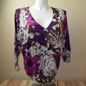 Decarte 1X Floral Sweater Cardigan Gorgeous